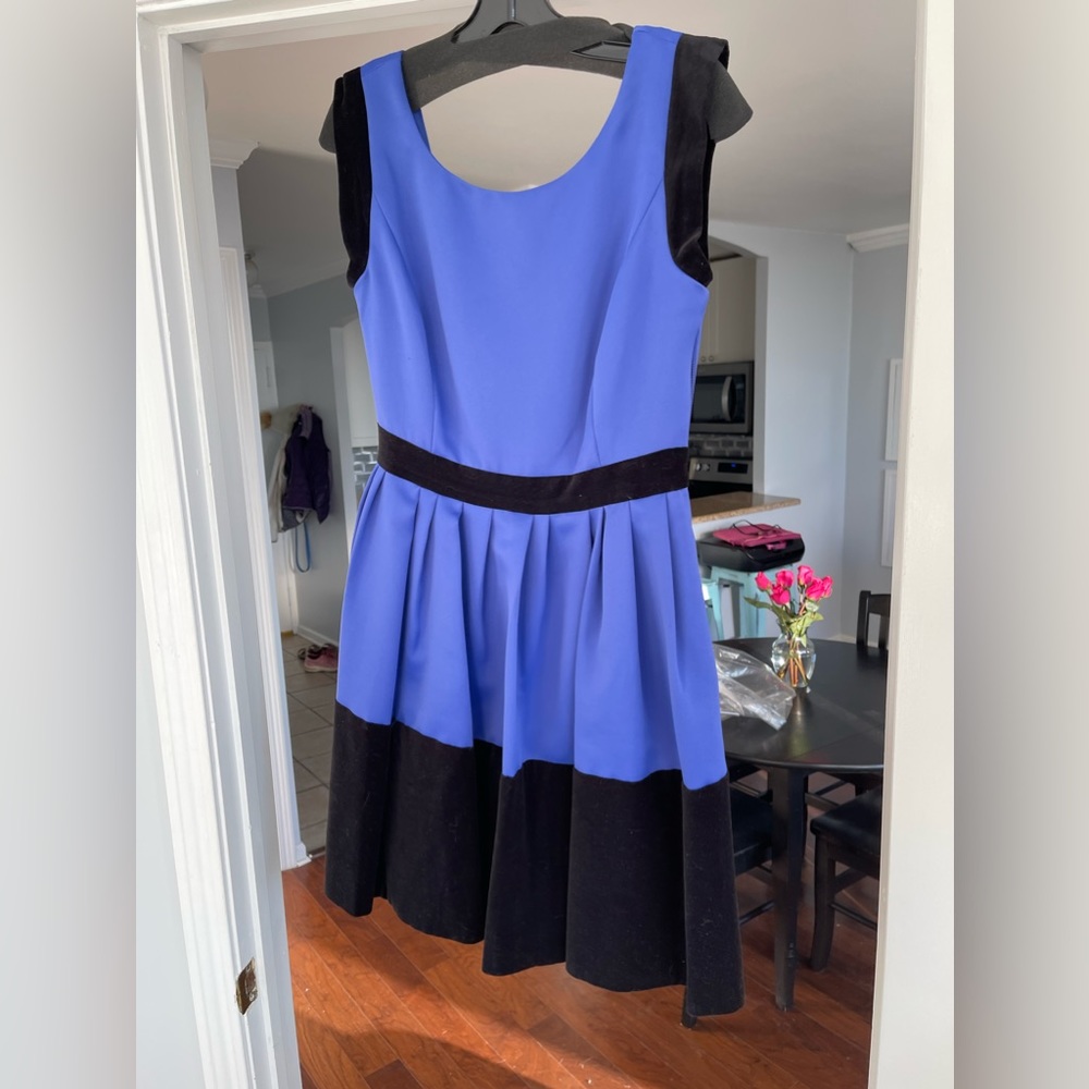 Halston Heritage periwinkle and black dress
